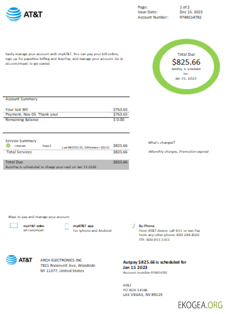 Texas AT&T facile à remplir la facture des services publics SCR